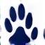 Large and small paw prints, metaphorically representing competition between businesses of different sizes.