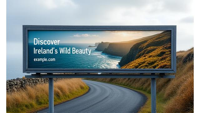 Billboard showcasing scenic Irish coastal tourism