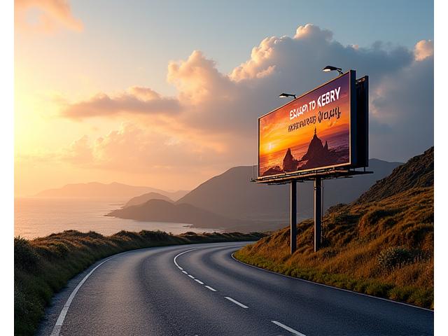 Creative billboard design for a tourism campaign in a scenic Irish setting