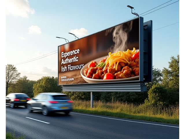 Vibrant, food-related billboard for a national restaurant chain on a busy road