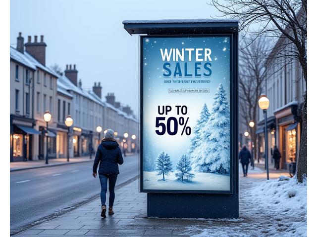 Seasonal billboard design for a retail brand with winter theme