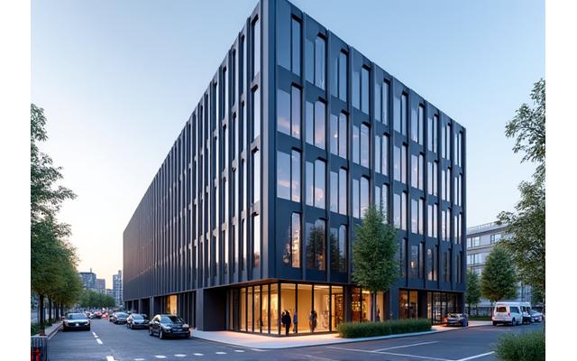 Exterior view of the AdPro Ireland office building in a modern Dublin business park, showing an inviting facade.